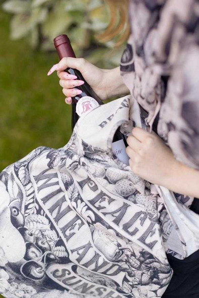 Peace Wine and Sunshine Floral Boho Tote