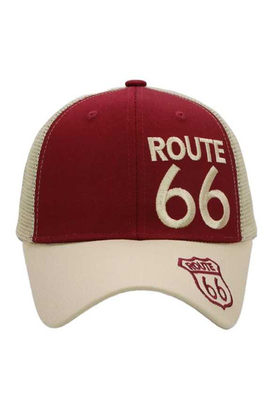 Burgundy Route 66 Structured Trucker Hat