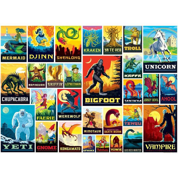  Vintage Posters - Mythical Creatures 1000 Piece Jigsaw Puzzle