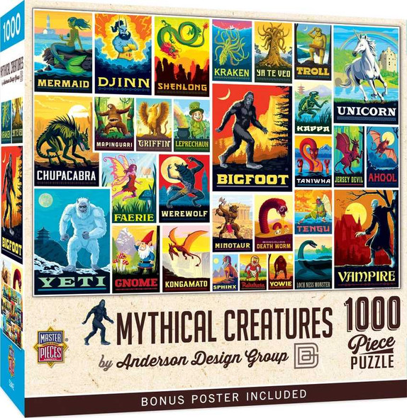  Vintage Posters - Mythical Creatures 1000 Piece Jigsaw Puzzle