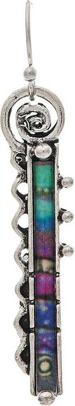  Silver Swirl Top Color Bar Earring
