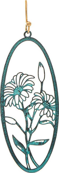 Patina Daisy Flower Silhouette Earring