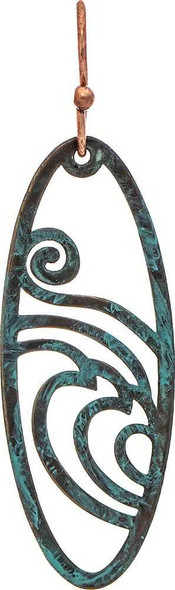 Patina Brass Swirly Curly Oval Earring