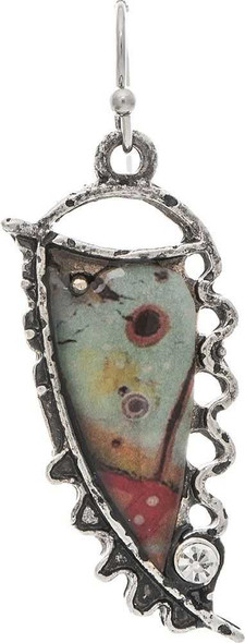  Silver Artisan Multicolor Inlay Ruffle Earring