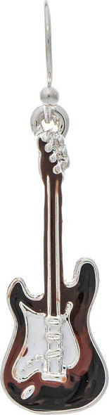  Silver Black Brown Inlay Guitar Earring