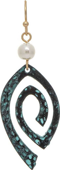 Patina Pearl Top Ellipse Spiral Earring