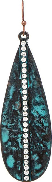 Patina Crystal Center Line Teardrop Earring