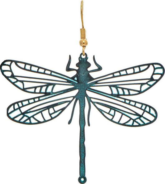  Patina Large Filigree Cut Out Dragonfly Earring