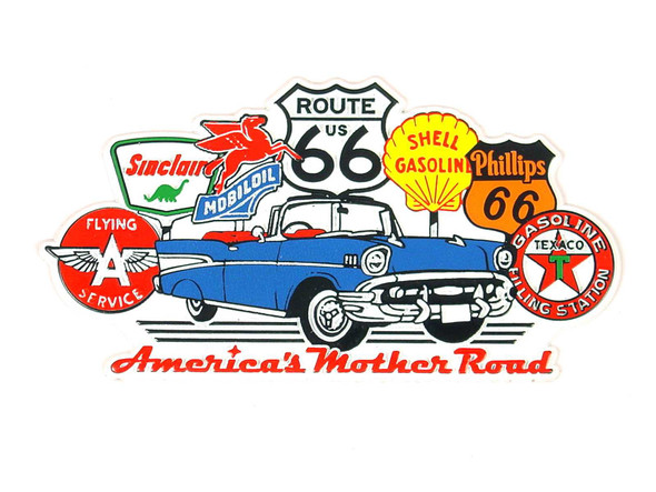 Vintage Gas Logos with Blue Car R66 Magnet