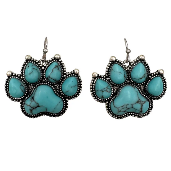 Turquoise Stone Paw Earrings