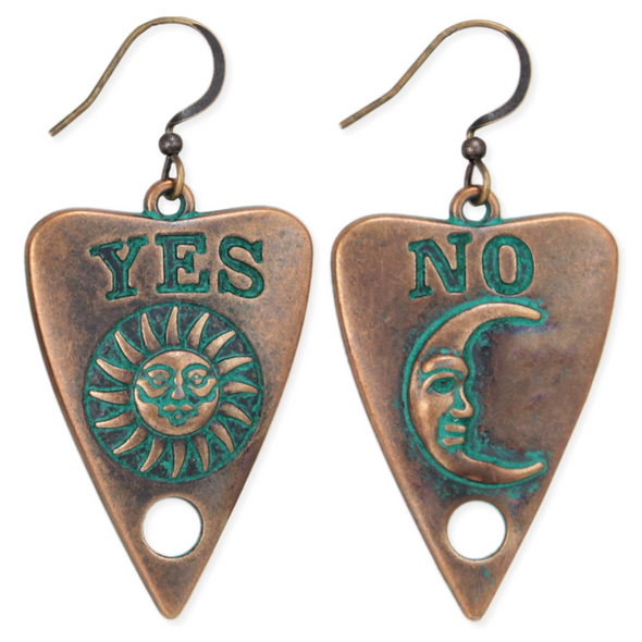 Burnished Gold Patina Yes No Planchet Earrings
