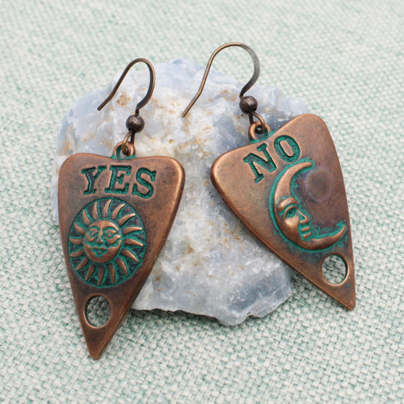 Burnished Gold Patina Yes No Planchet Earrings