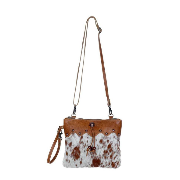  Ornate Brown Leather and Hairon Myra Bag