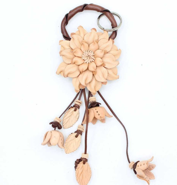 Leather Flower Keychain Purse Charm