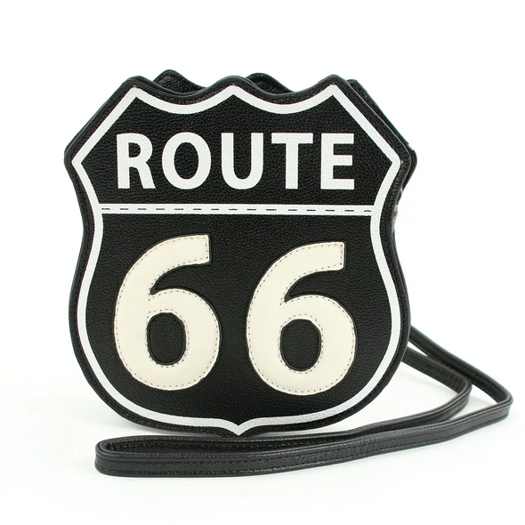 Black Route 66 Vinyl Cross Body Bag