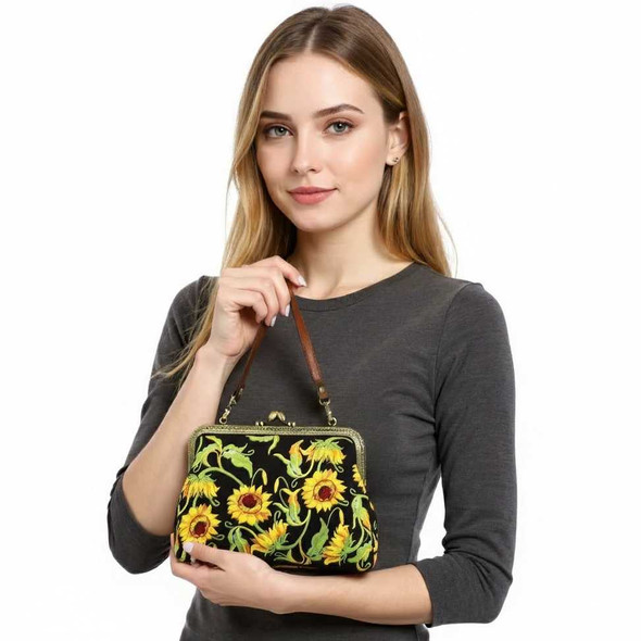 Sunflower Kisslock Bag