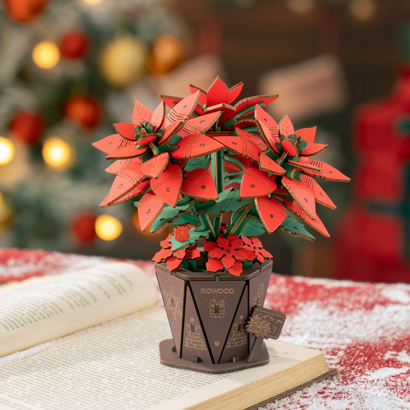 3D Wooden Poinsettia Puzzle