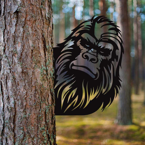 Peeking Bigfoot Metal Outdoor Art