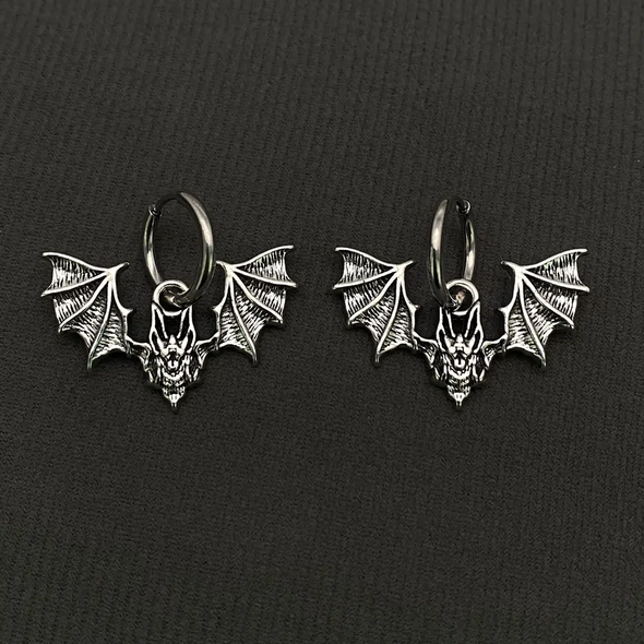 Gothic Bat Huggie Earrings