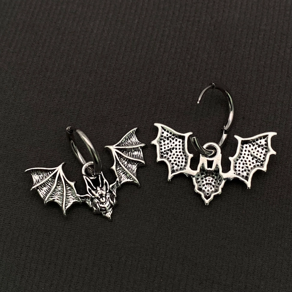 Gothic Bat Huggie Earrings