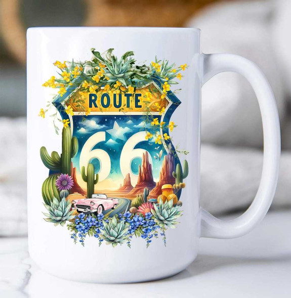  Route 66 Sign Succulents Coffee Mug