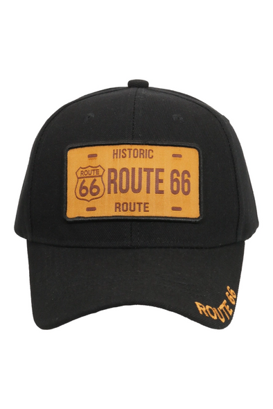 Route 66 Gold Monochromatic License Plate Baseball Cap