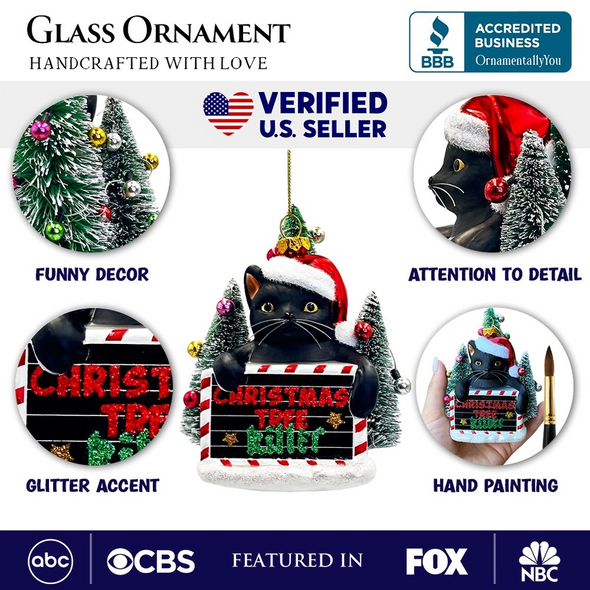 Christmas Tree Killer Cat Ornament