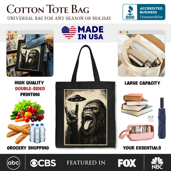 Bigfoot UFO Canvas Tote Bag