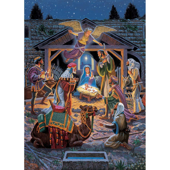 MasterPieces Holy Night Holiday Glitter Nativity Scene 500 Piece Puzzle