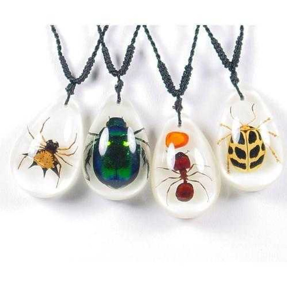 Real Time Products Real Insect Lucite Necklace