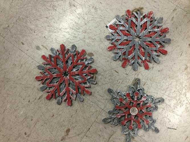 Sullivan's Red and Gray Laser Cut Snowflake