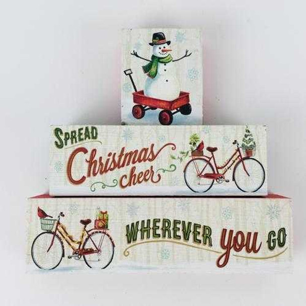 Ganz Santa's Ride Stacking Block Sign Set