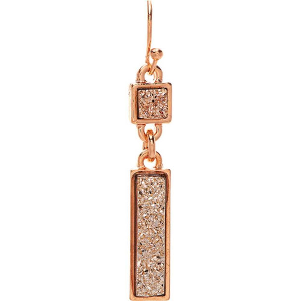 Rain Jewelry Collection Rose Gold Druzy Bar Earrings