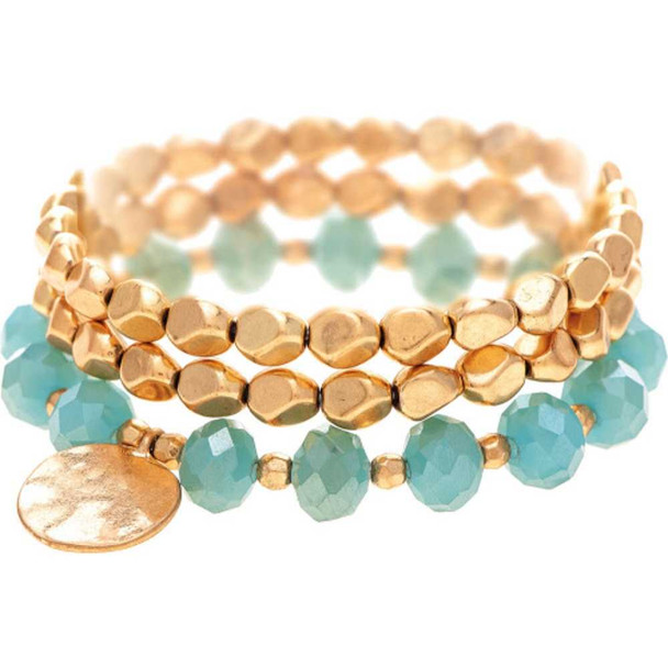 Rain Jewelry Collection Mint Green and Black Stacking Beaded Stretch Bracelet