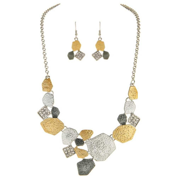 Rain Jewelry Collection Cool Tones Metal Geometric Necklace Set