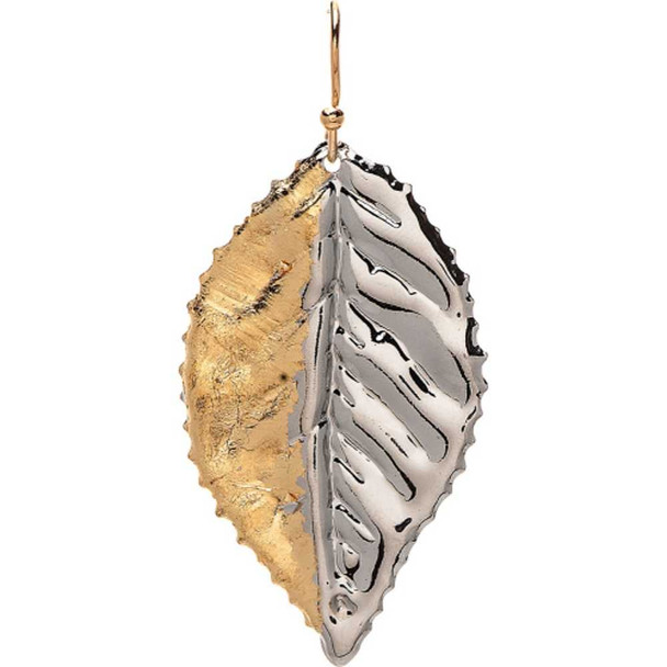 Rain Jewelry Collection Silver Gold Half Leaf Earrings
