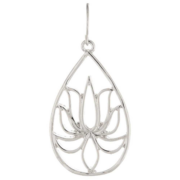 Rain Jewelry Collection Silver Lotus Flower Teardrop Earrings