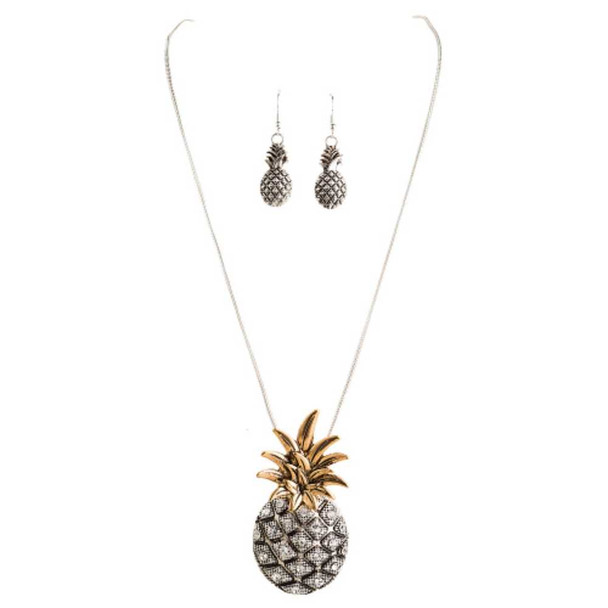 Rain Jewelry Collection Two Tone Pineapple Necklace