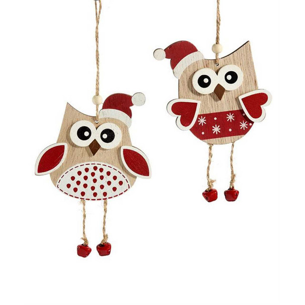 Giftcraft Wooden Christmas Owl Ornament