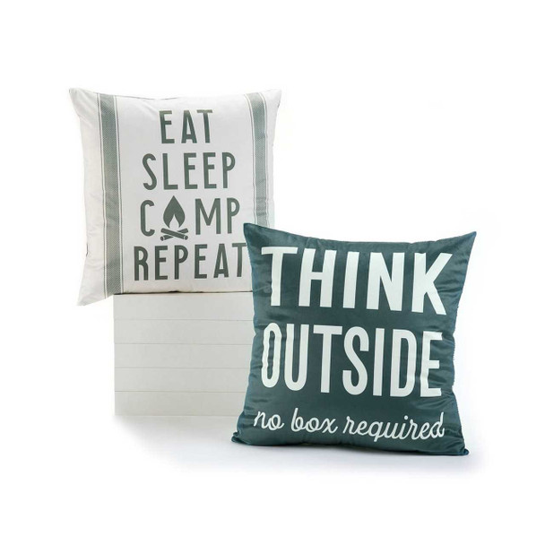 Giftcraft Double Sided Camp Sentiment Pillow Cover