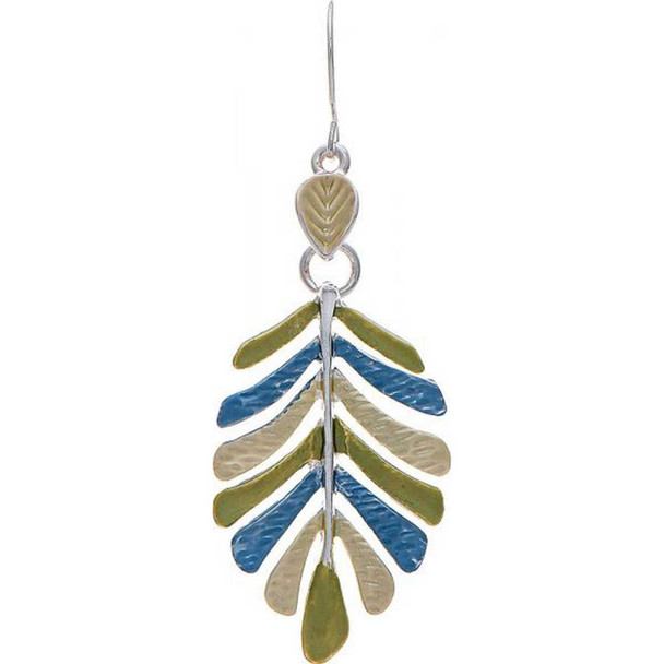 Rain Jewelry Collection Silver Green Blue Large Leaf Earring
