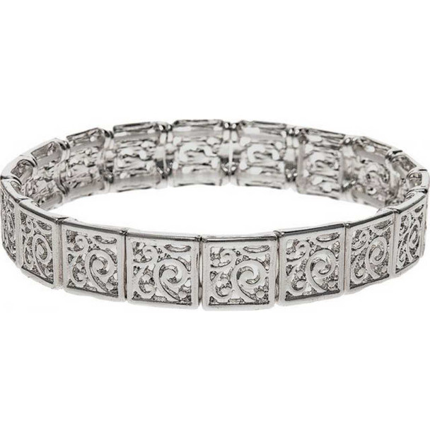 Rain Jewelry Collection Silver Scrolly Squares Bracelet