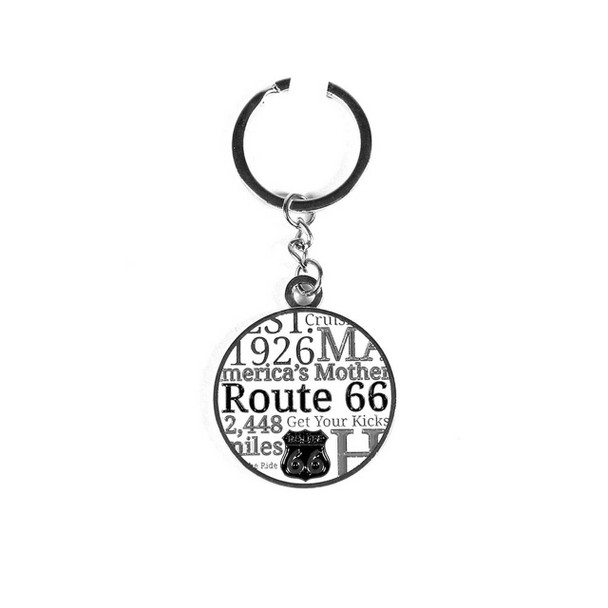 Real Time Products Route 66 Repeat Round Metal Key Ring