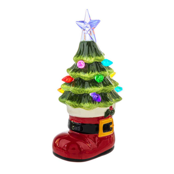 Ganz LED Light Up Santa Boot with Tree Mini Shimmer