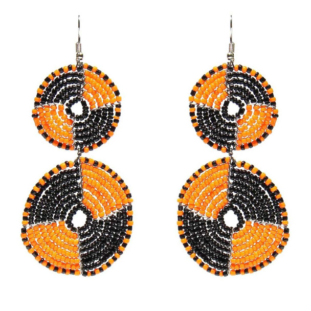 Global Crafts Maasai Bead Double Circle Earrings