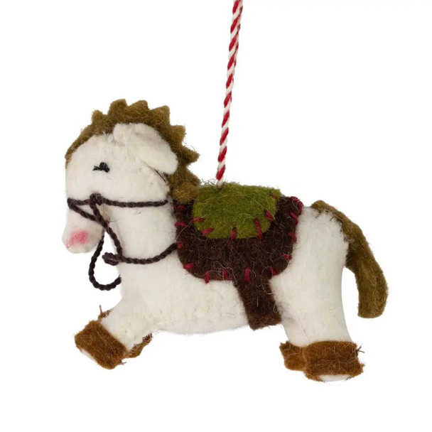 Ten Thousand Villages Felt Saddled Horse Ornament