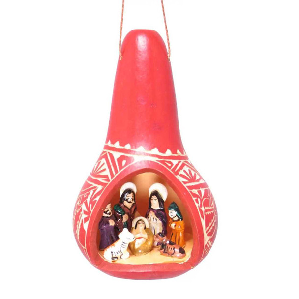 Ten Thousand Villages Nativity Gourd Ornament