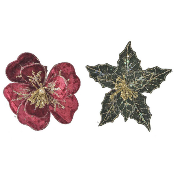 Ganz Beaded Velvet Floral Clip