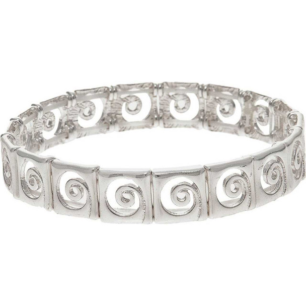 Rain Jewelry Collection Silver Center Swirl Squares Bracelet