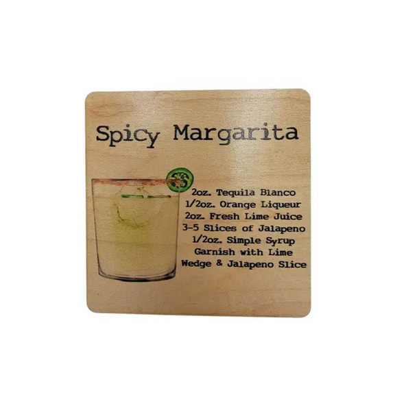Driftless Studios Spicy Margarita Recipe Wood Coaster